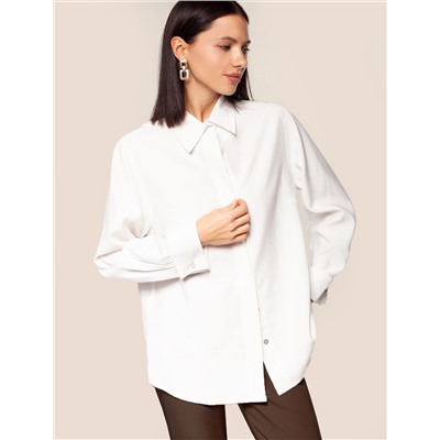 Свободная блузка из плотного лиоцелла с манжетами на запонках