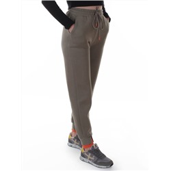 2617 GRAY/GREEN Брюки спортивные утепленные женские (85% хлопок, 10% полиэстер, 5% спандекс)