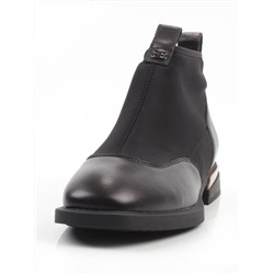 01-B44B-81A BLACK Ботинки демисезонные женские (натуральная кожа, текстиль, байка)