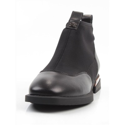 01-B44B-81A BLACK Ботинки демисезонные женские (натуральная кожа, текстиль, байка)