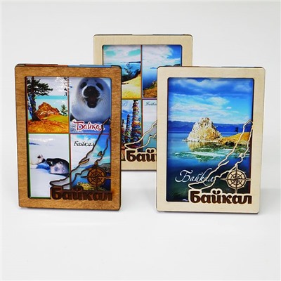 Открытка с 3-мя вкладышами Байкал дерев. 16*11см