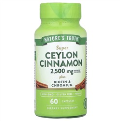 Nature's Truth, Цейлонская корица с биотином и хромом, 60 капсул