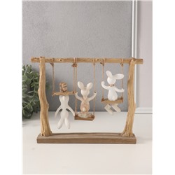 Фигурка полистоун «Зайчата: три друга на качелях», белый с золотом, 26×5.5×20 см