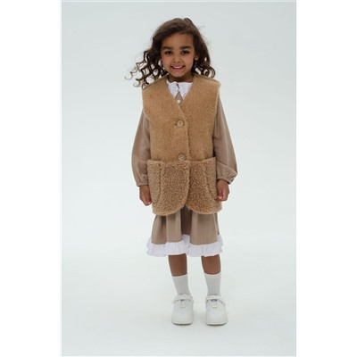 Жилет детский меховой ПЛЮША шоколад