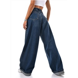 Женские джинсы широкие с подворотом CRACPOT