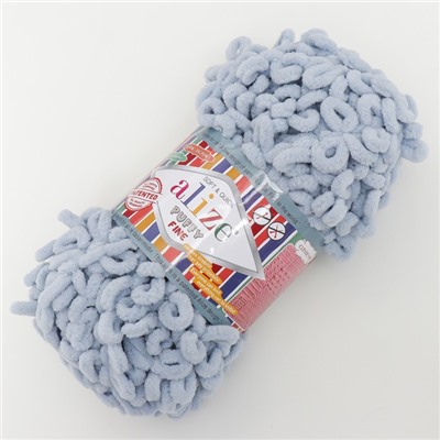 Плюшевая пряжа для вязания руками ALIZE, Puffy fine, 100% микрополиэстер, 14.5 м/100 г, (500 серый)