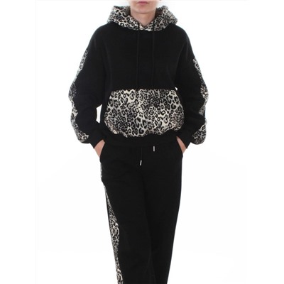008 BLACK/LEOPARD Костюм спортивный зимний женский (95% хлопок, 5% полиэстер)