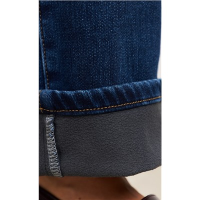 Джинсы утеплённые женские на флисе F322-0135W d.blue