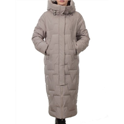 H268 DK. BEIGE Пальто зимнее женское (170 гр. холлофайбер)