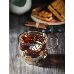 Кружка с двойными стенками Magistro «Дуо. Тропики», 160 мл, 12.5×9×7.5 см, стекло, прозрачная