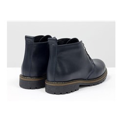 Женские ботинки на шнуровке в стиле Dr. Martens, выполнены из натуральной кожи синего цвета, на утолщенной тракторной подошве, Б-152-27