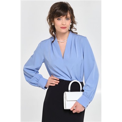 Блузка василькового цвета с длинным рукавом
