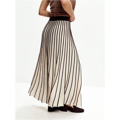 Юбка-плиссе DORA, Молочный с шоколадными полосками
