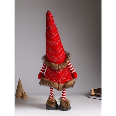 Интерьерная кукла текстильная «Гном в красных гетрах и кафтане», на пружине, 20×18×55 см