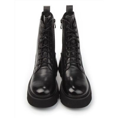 01-C1112-1 BLACK Ботинки демисезонные женские (натуральная кожа, байка)