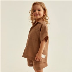 Костюм детский домашний (рубашка и шорты) SL HOME, размер 34 (122-128 см), цвет кофейный