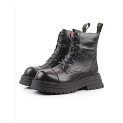 01-A13-1 BLACK Ботинки демисезонные женские (натуральная кожа)