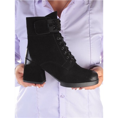 04-XR135-1 BLACK Ботинки зимние женские (натуральная замша, натуральный мех)