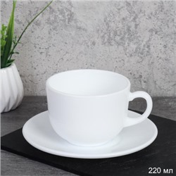 Чайная пара 2 предметов 220 мл белый New  GRAY- CB210 GD55-6A (WHITE)