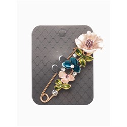 Булавка «Цветочная» дорожка, 7.5 см, цветная в золоте