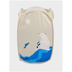 Корзина - сетка складная Доляна «Северный мишка», 32×32×52 см, бежевая