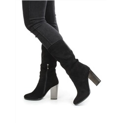 YF189-011M BLACK Полусапоги зимние женские (натуральная замша, натуральный мех (еврозима))