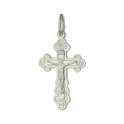 Крест из серебра литье белый