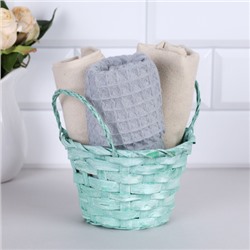 Корзина плетеная 12х9 см с ручками / 28803 /уп 700/ зеленая