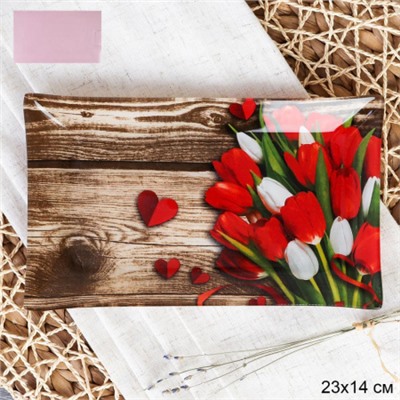 Блюдо прямоугольное 23x14 см / S322314 DD437 GREY Тюльпаны / уп 6/72/ цветная коробка