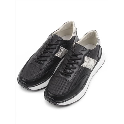 03-C129-1 BLACK Кроссовки женские (натуральная кожа)