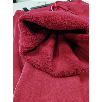 Брюки футер 3х нитка внутри флис 887 красный