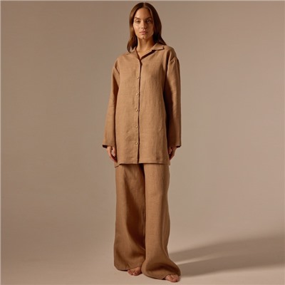 Пижама женская (рубашка, брюки) SL Home Linen, кофейная
