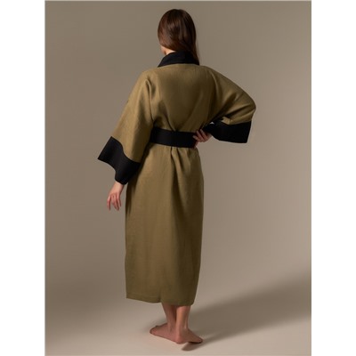 Халат женский домашний SL HOME Eucalyptus-52, лён 100%, эвкалипт