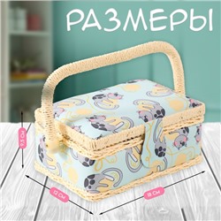 Шкатулка для рукоделия и шитья «Котята на клубках», хранение ниток, иголок, мелочи, 18х12х9,5 см