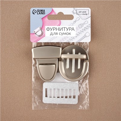 Застёжка для сумки, матовая, 3.5×4.7 см, цвет серебряный