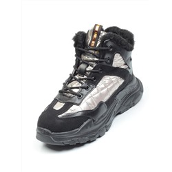 04-8524-3 BLACK Ботинки женские зимние (искусственные материалы)