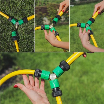 Тройник, быстросъёмное соединение, латунь, Greengo