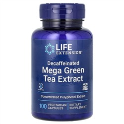 Life Extension, Mega Green Tea Extract, экстракт зелёного чая, без кофеина, 725 мг, 100 вегетарианских капсул