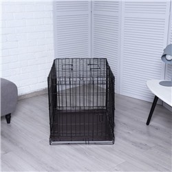 Клетка для собак №3 с металлическим поддоном, складная, 76×56×60 см