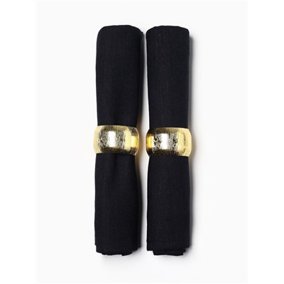 Набор салфеток с декоративными кольцами «Этель» Dark, 40×40 см - 2 шт., 100% лён, чёрный