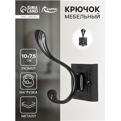 Крючок мебельный CAPPIO ETERNITY, двухрожковый, цвет черный