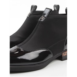 01-B44B-81AG BLACK Ботинки демисезонные женские (натуральная кожа, текстиль, байка)