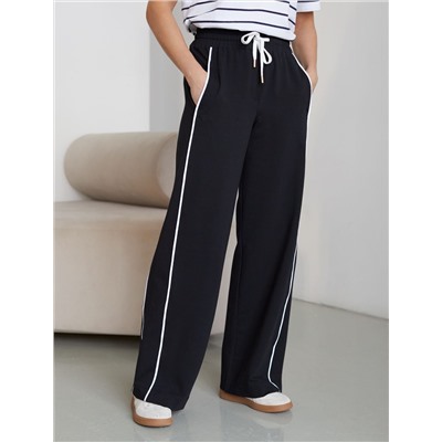 Прямые брюки с лампасами из эластичного футера двухнитки без начеса