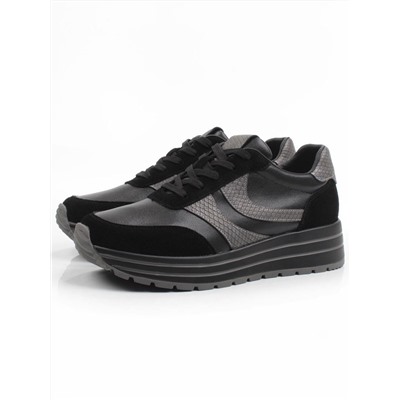 03-A1003-4 BLACK Кроссовки женские (натуральная кожа, натуральная замша)