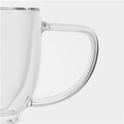 Кружка с двойными стенками Magistro «Дуо», 280 мл, 13.5×9.5×8 см, стекло, прозрачная