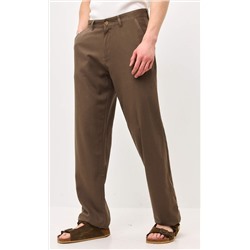 Брюки льняные мужские F111-0851 светло-коричневые