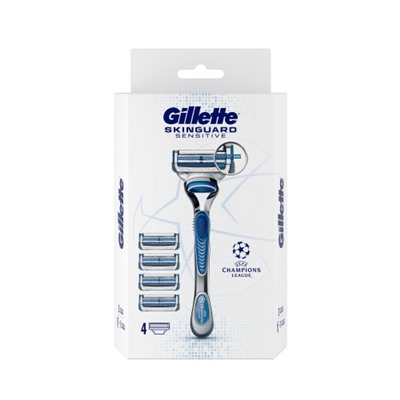 Gillette станок FUSION SKINGUARD SENSITIVE (Станок + 4 кассеты)