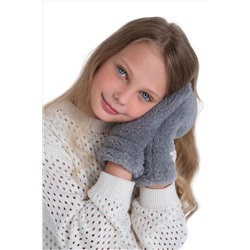 Варежки детские меховые серые