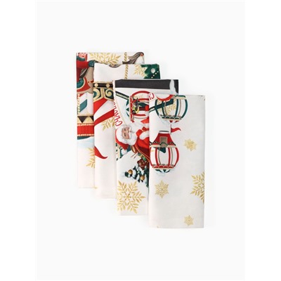 Набор салфеток сервировочных «Этель. Новогодняя ярмарка», 40×40 см - 4 шт., белые