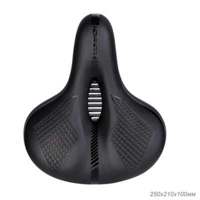 Седло велосипедное комфортное COMIRON VIENNA C029 250x210, Технологии: SLOW FOAM, DW, ED. Эластомер, Верх: PU с пресс. принтом, Цвет: Чёрный /уп 20/